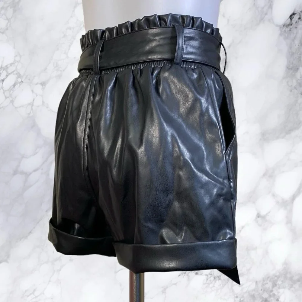 superdown Kenzie Faux Leather Short in Black